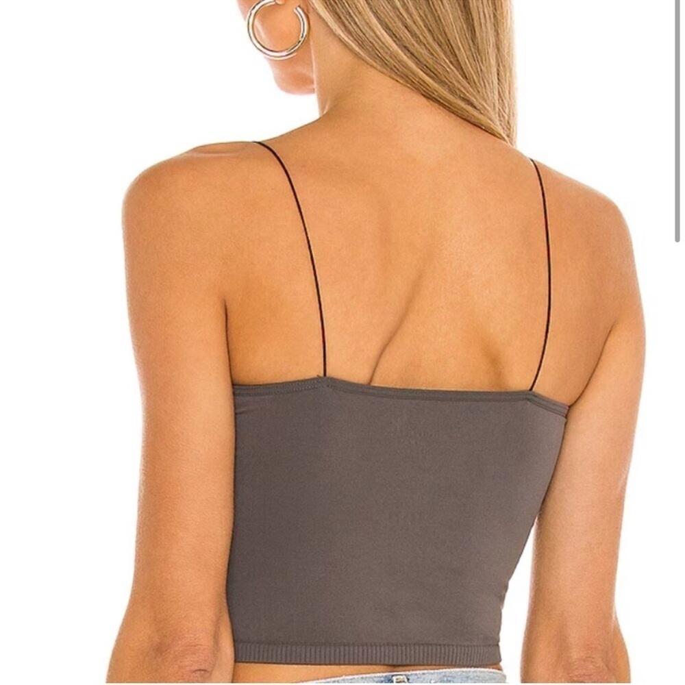 NWOT Free People Crop Tank Top Skinny Strap Seamless Brami in Charcoal Size XS/S - Picture 2 of 5